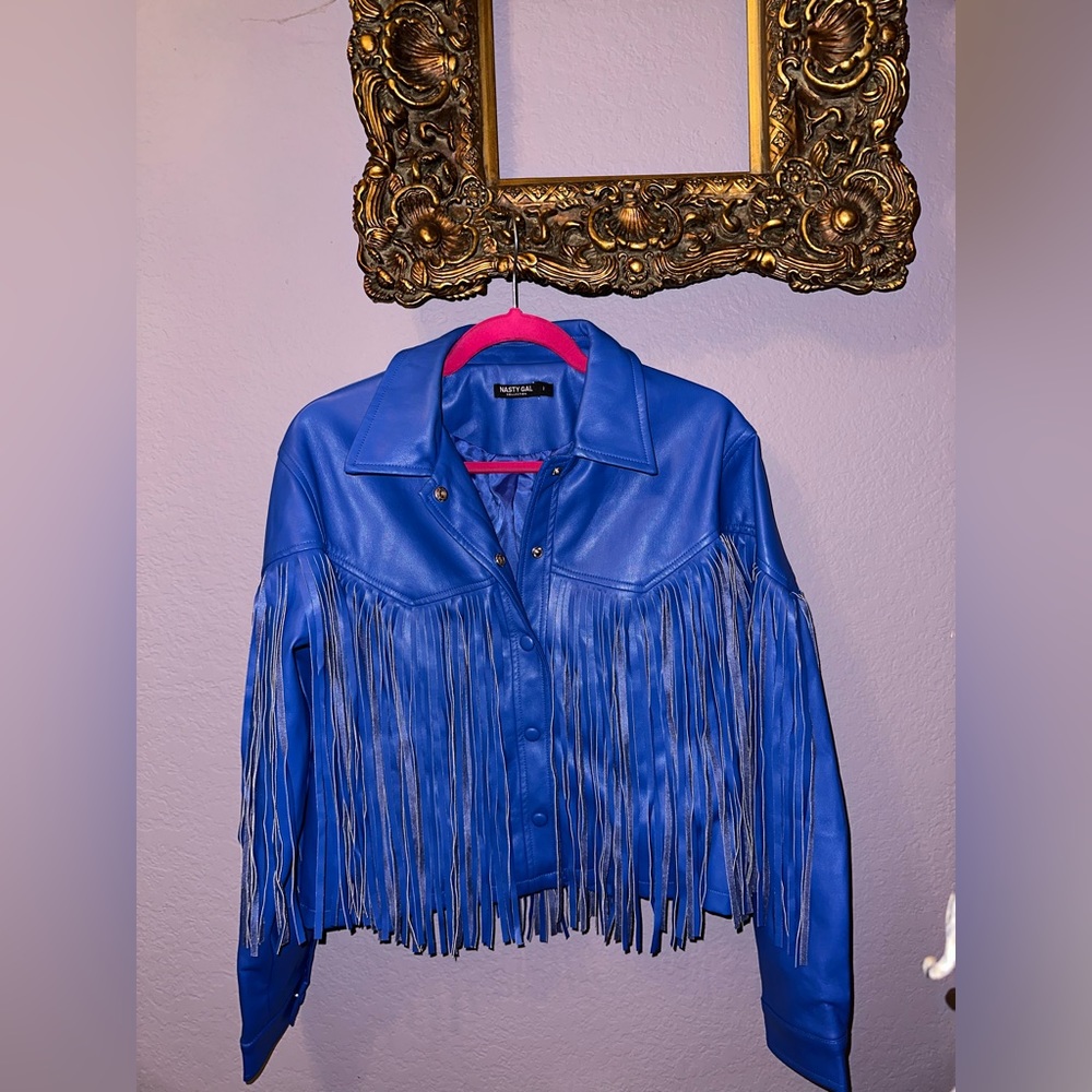 Royal blue nasty gal fringe jacket